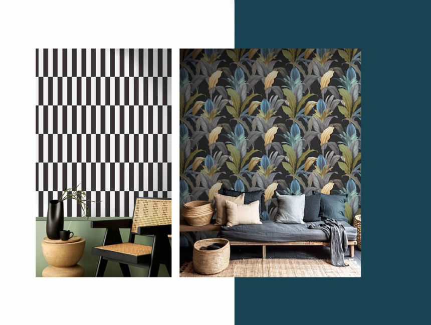 Non-woven wallpaper, ochre-white, stripes, 15553, Botany House, Cristiana Masi by Parato