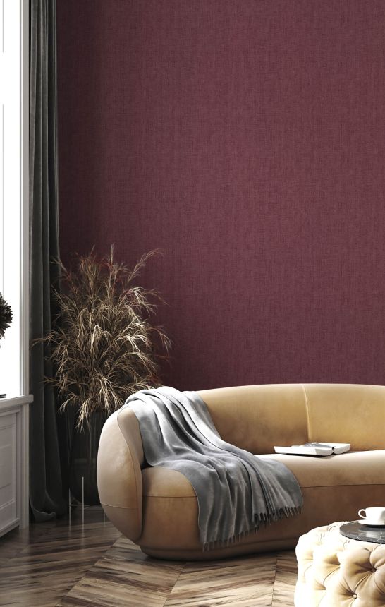Non-woven wallpaper, burgundy, fabric imitation, 15588, Botany House, Cristiana Masi by Parato