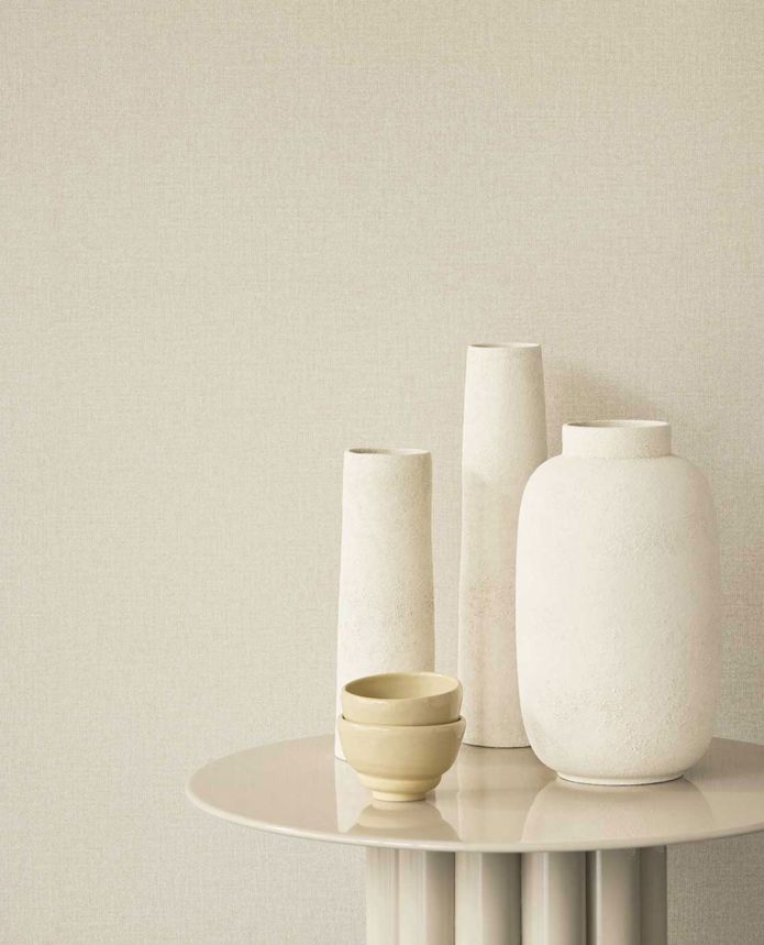 Non-woven wallpaper, grey, fabric imitation, 340619, Linen Look, Eijffinger