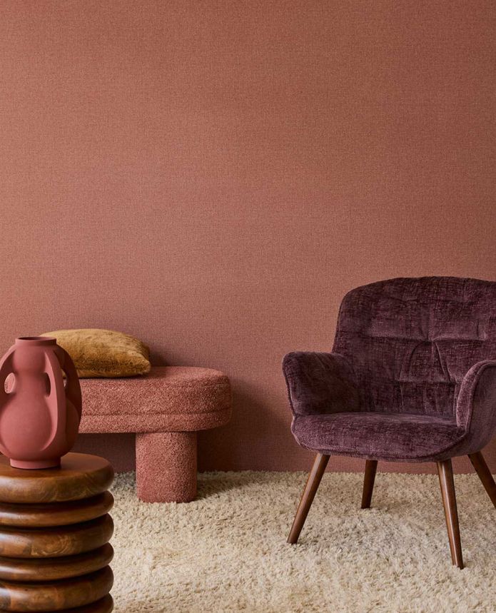 Non-woven wallpaper, red-brown, fabric imitation, 340625, Linen Look, Eijffinger