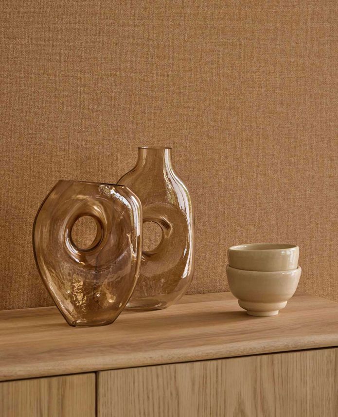 Non-woven wallpaper, brown, fabric imitation, 340627, Linen Look, Eijffinger