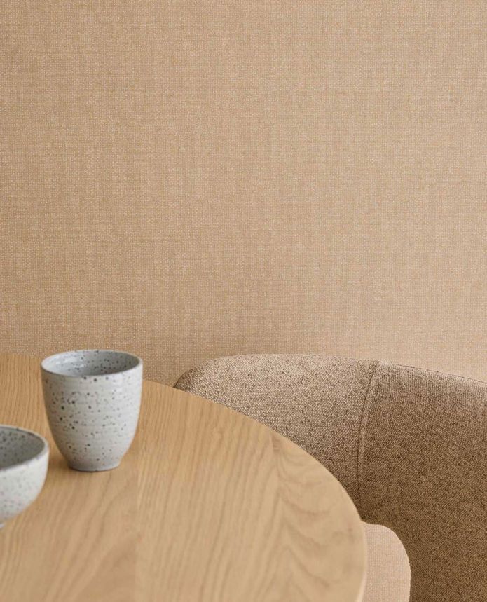 Non-woven wallpaper, ochre, fabric imitation, 340630, Linen Look, Eijffinger
