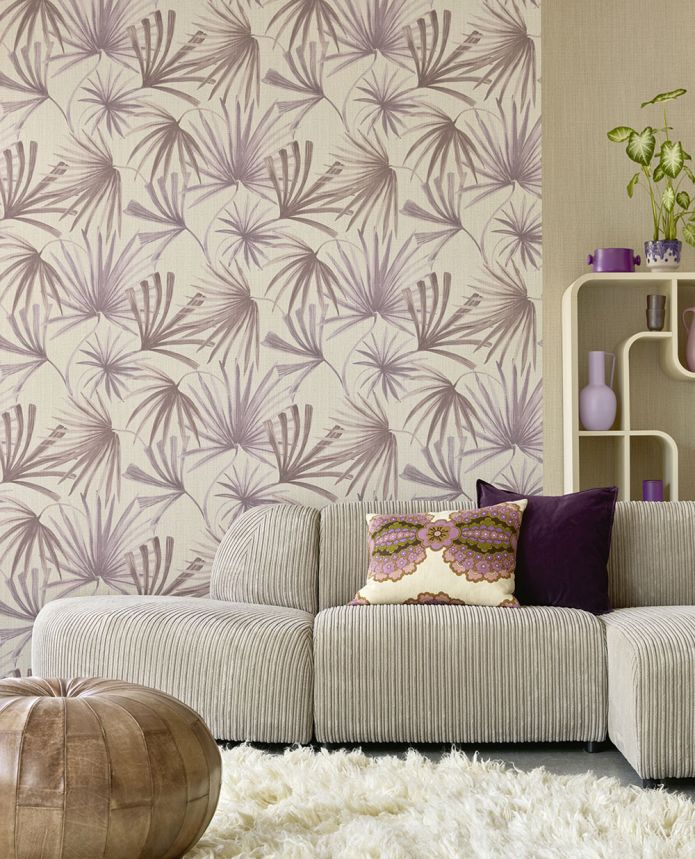 Non-woven wallpaper, grey, leaves, 340510, Groovy, Eijffinger