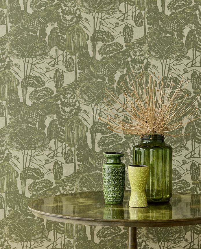 Non-woven wallpaper, green, leaves, trees, 340542, Groovy, Eijffinger