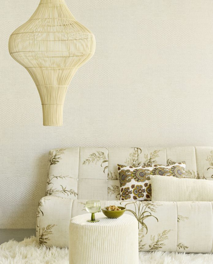Non-woven wallpaper, cream-beige, fabric imitation, 340580, Groovy, Eijffinger