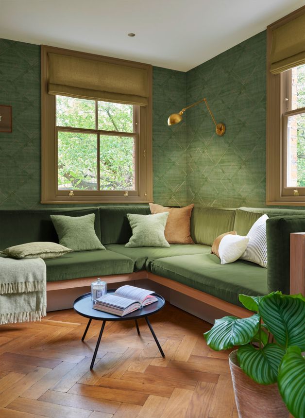 Geometric non-woven wallpaper, green, 124126, Element, Graham Brown Premium