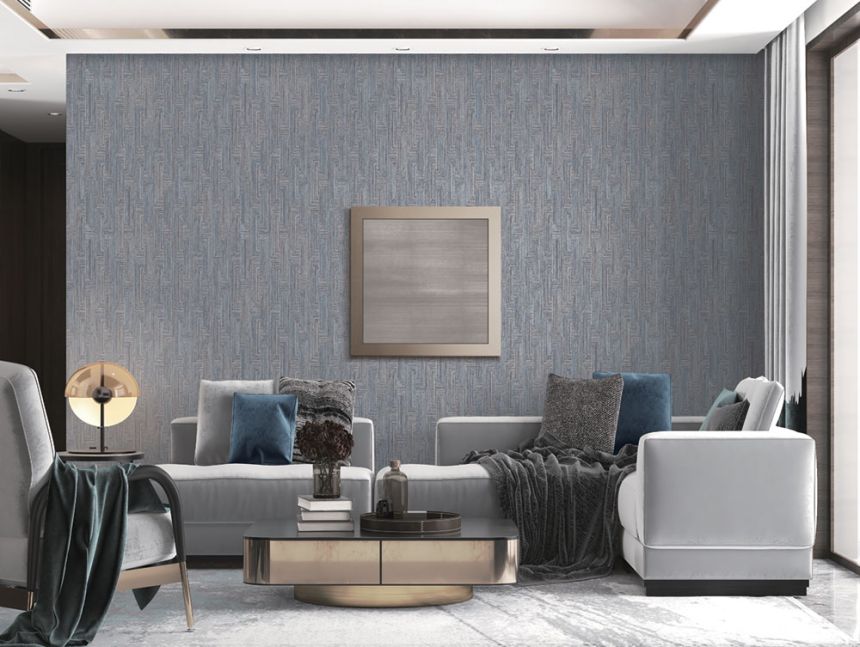Geometric non-woven wallpaper, blue-grey, SA524016, Santa Fe, Design ID