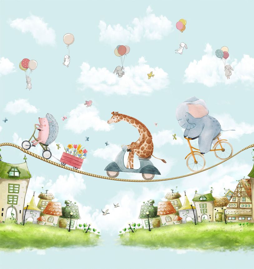 Children's non-woven wall mural, blue, animals, CW6039-1, Cute Walls, Decoprint