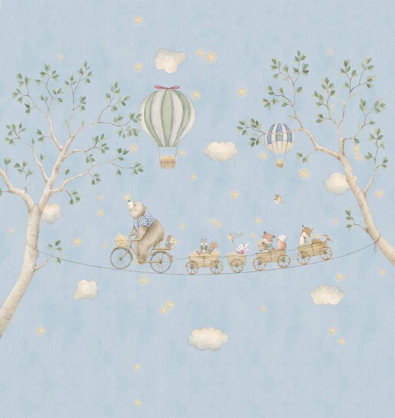 Children's non-woven wall mural, blue, animals, CW6138-1, Cute Walls, Decoprint