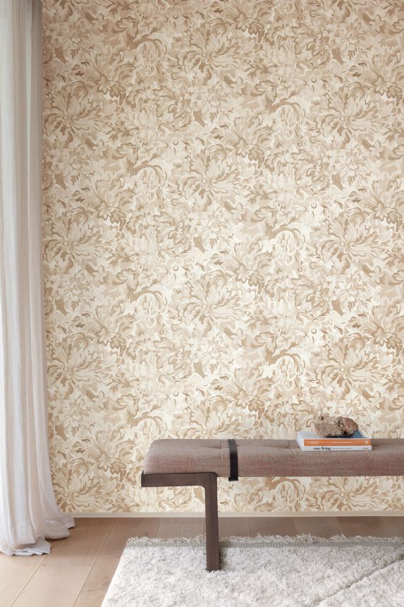 Non-woven wallpaper, brown-beige, flowers, RHA001, Rhapsody, Masureel