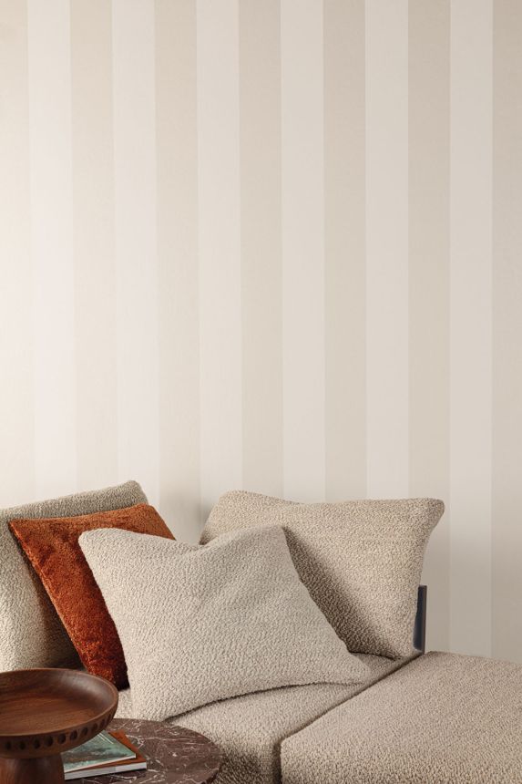 Non-woven wallpaper, white, stripes, RHA401, Rhapsody, Masureel