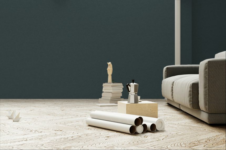 Non-woven wallpaper, green, fabric imitation, RHA505, Rhapsody, Masureel