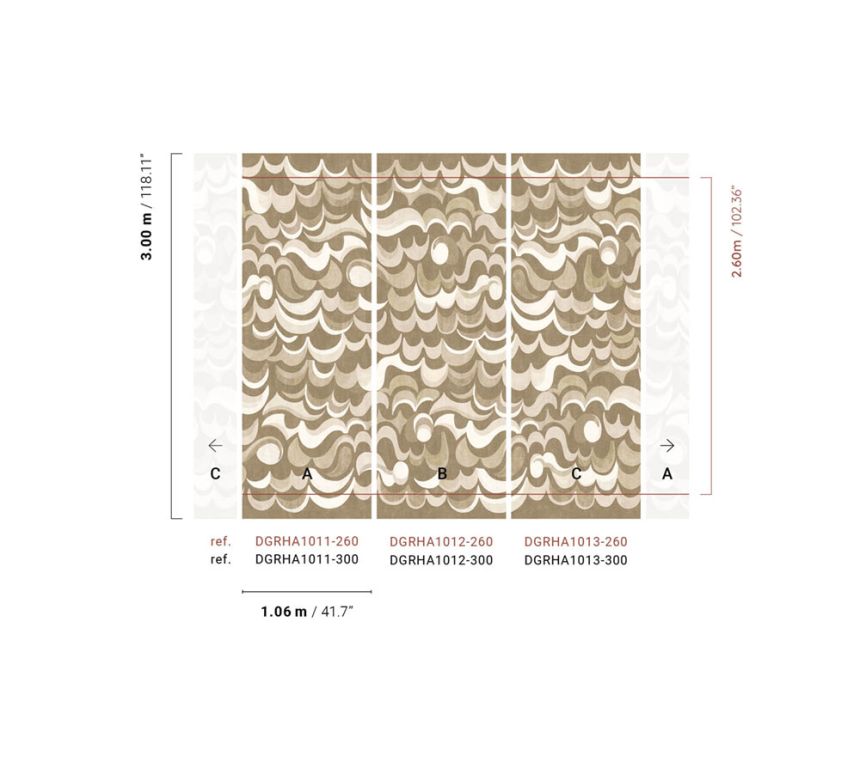 Non-woven wall mural, brown-beige, waves, DGRHA1011-260, Rhapsody, Masureel