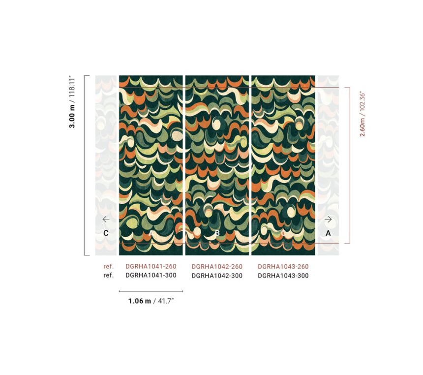 Non-woven wall mural, green, waves, DGRHA1043-260, Rhapsody, Masureel