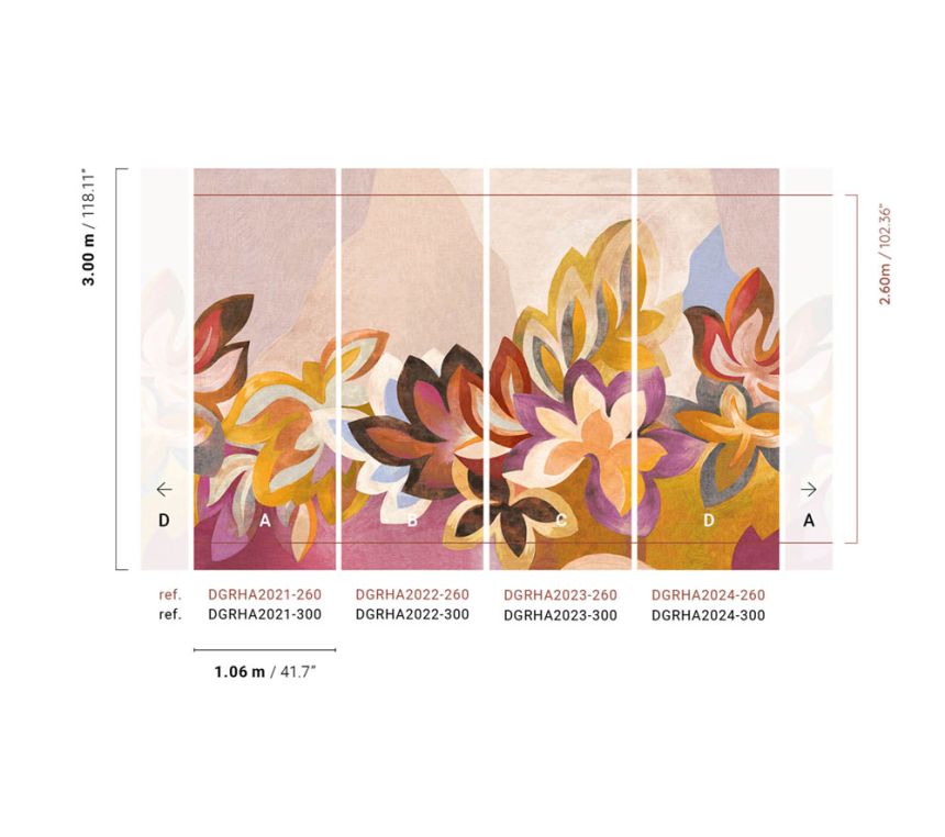 Non-woven wall mural, flowers, DGRHA2023-260, Rhapsody, Masureel