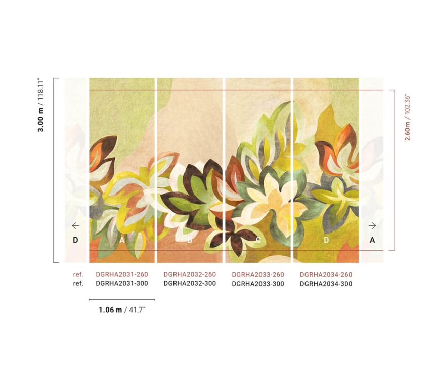 Non-woven wall mural, flowers, DGRHA2034-300, Rhapsody, Masureel