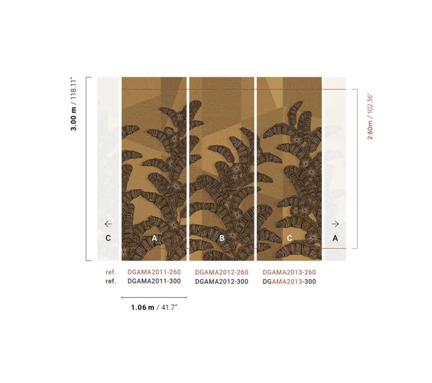 Non-woven wall mural, brown, leaves, DGAMA2013-260,  Amani,  Masureel