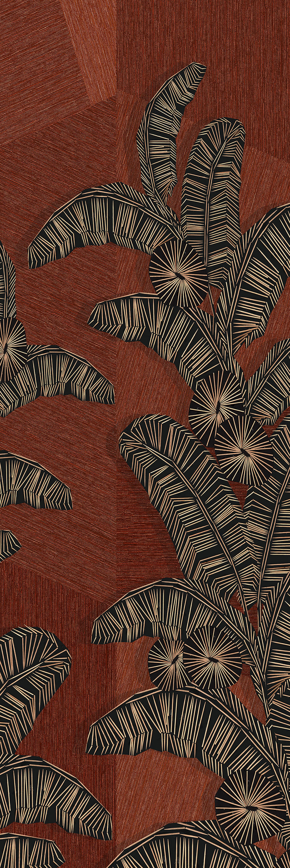 Non-woven wall mural, brown-red, leaves, DGAMA2033-260,  Amani,  Masureel