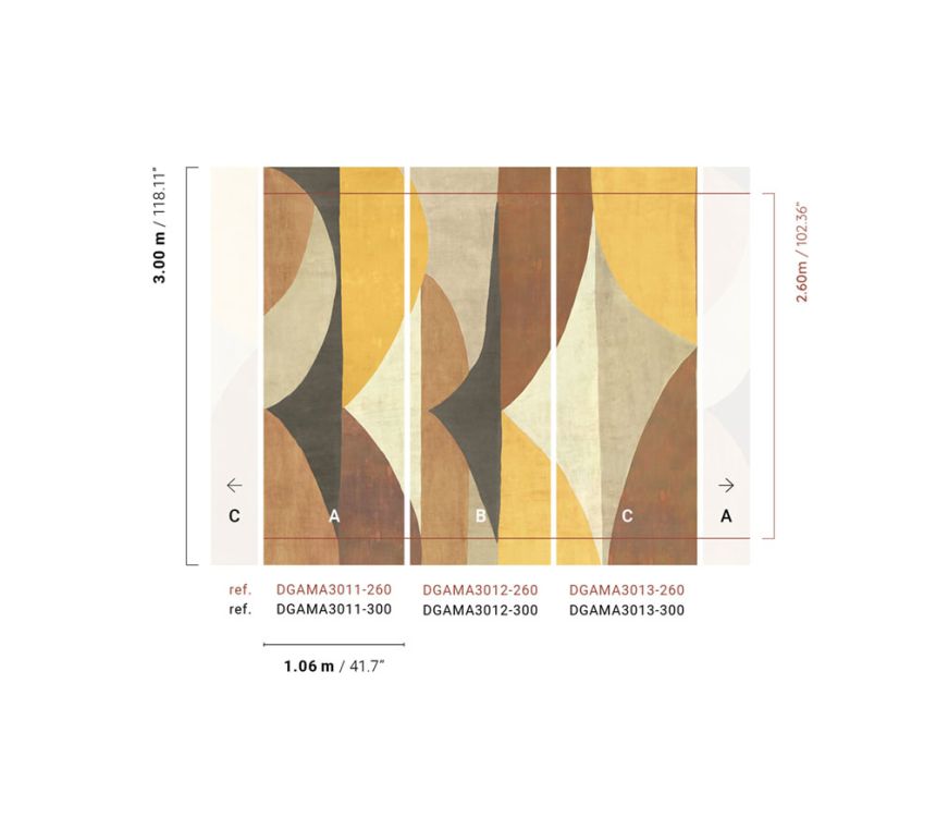 Geometric non-woven wall mural, brown, DGAMA3011-300, Amani, Masureel