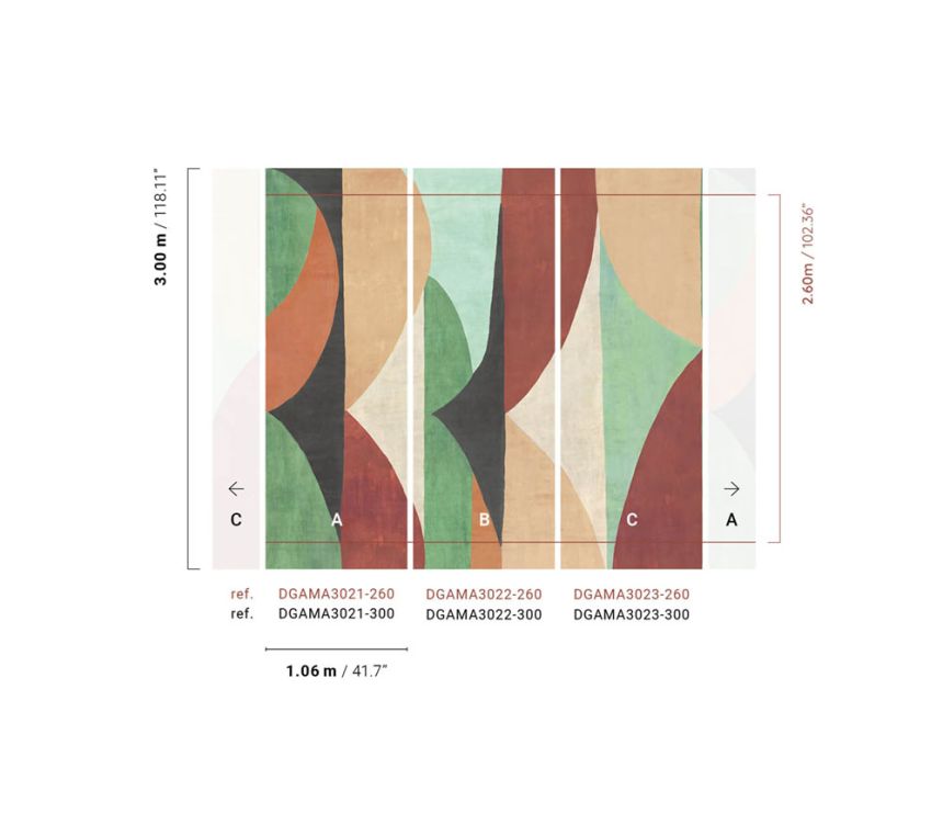 Geometric non-woven wall mural, green-brown, DGAMA3021-300, Amani, Masureel