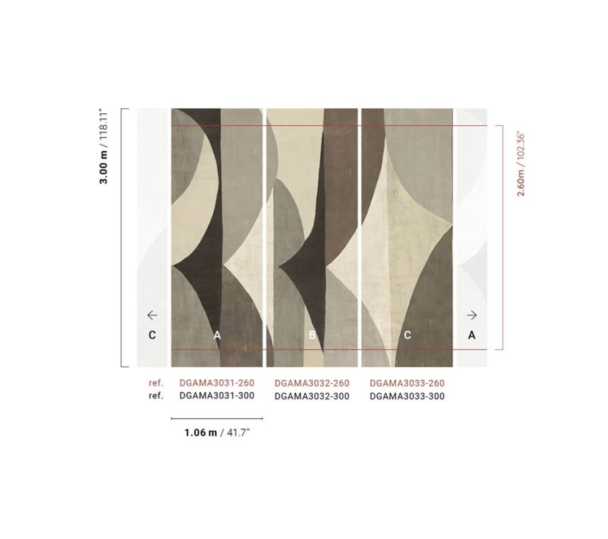 Geometric non-woven wall mural, grey, DGAMA3032-300, Amani, Masureel