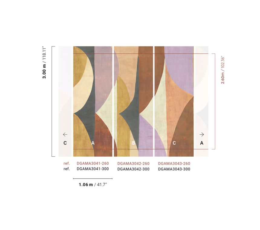 Geometric non-woven wall mural, brown-purple, DGAMA3043-260, Amani, Masureel