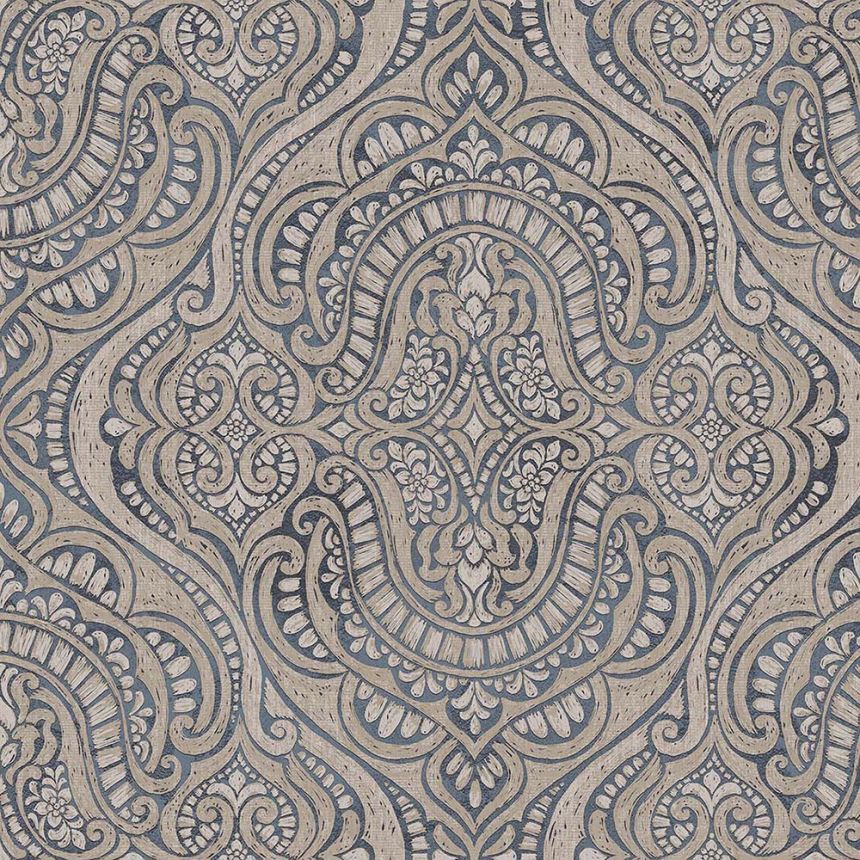 Luxurious non-woven wallpaper, blue-beige, baroque, 42216, Aura, Cristiana Masi by Parato