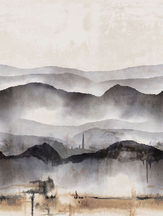 Non-woven wall mural, grey-black, horizon, FW4001-2, Feature Walls, Decoprint