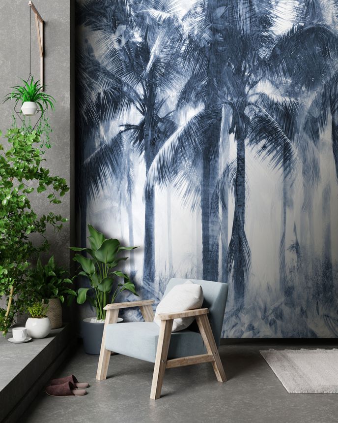 Non-woven wall mural, blue, palm trees, FW4054-2, Feature Walls, Decoprint