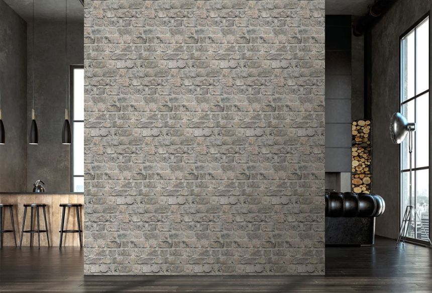 Non-woven wall mural, grey, bricks, FW4055-4, Feature Walls, Decoprint