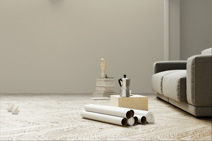 Non-woven wallpaper, grey-beige, fabric imitation, TJ1108, Finest Selection, Vavex