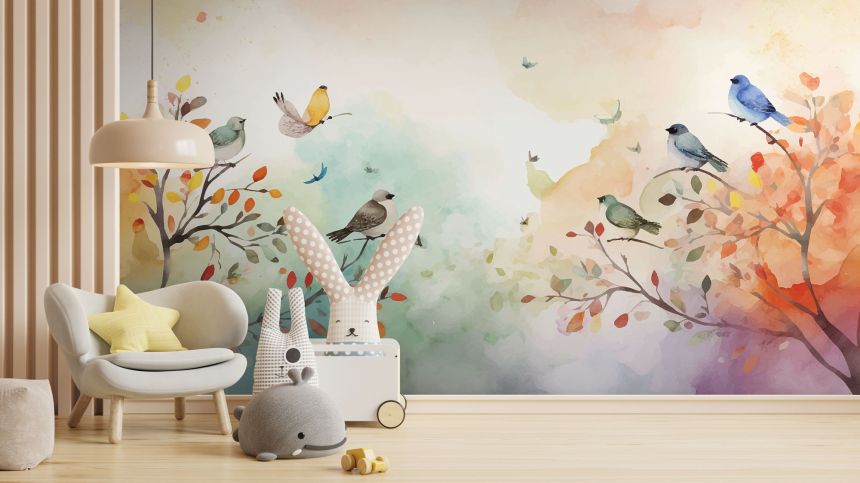Customized non-woven wall mural, Branches, birds, 10018, Vavex