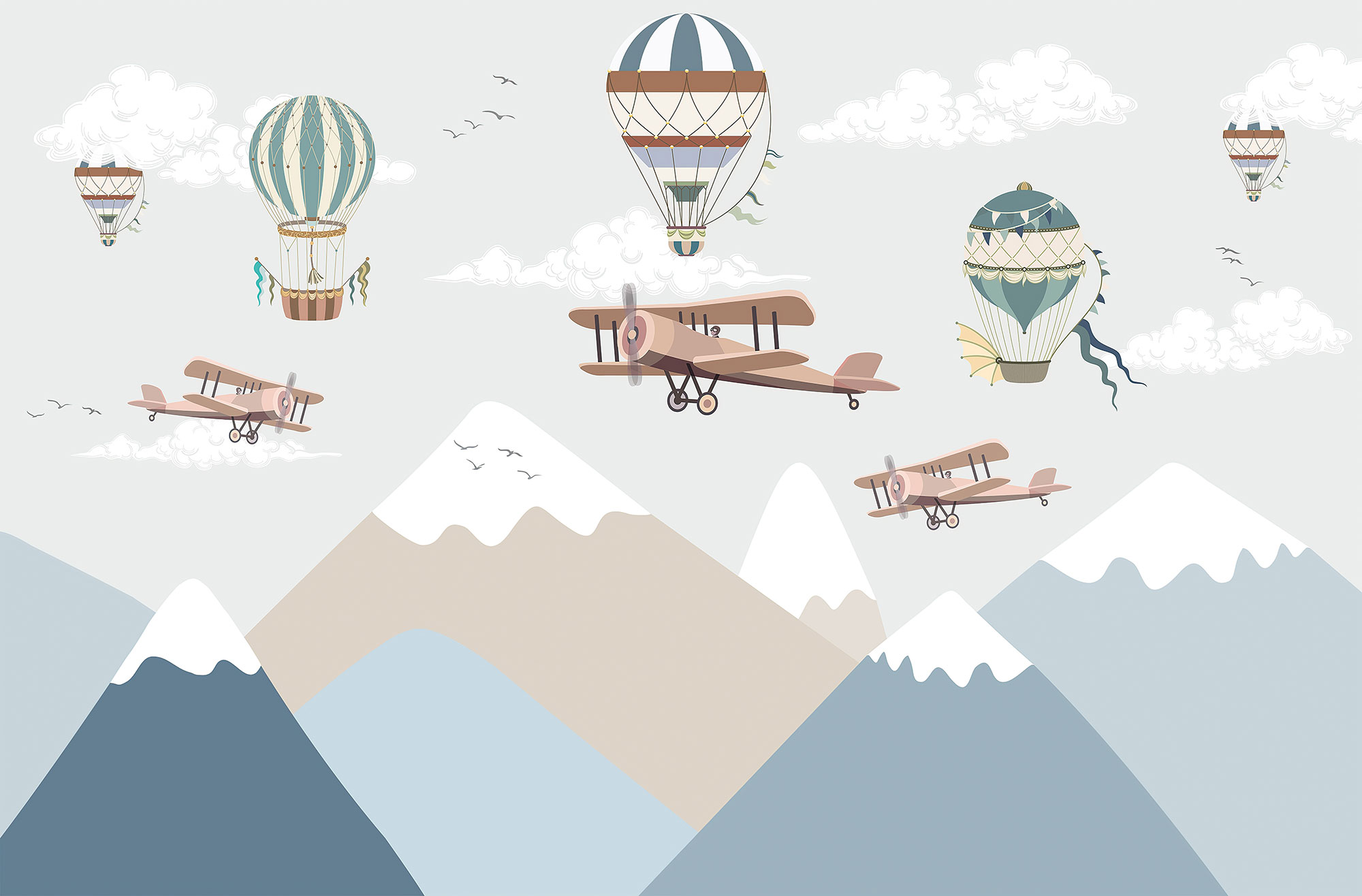 Customized non-woven wall mural, Airplanes and Balloons, 10039, Vavex