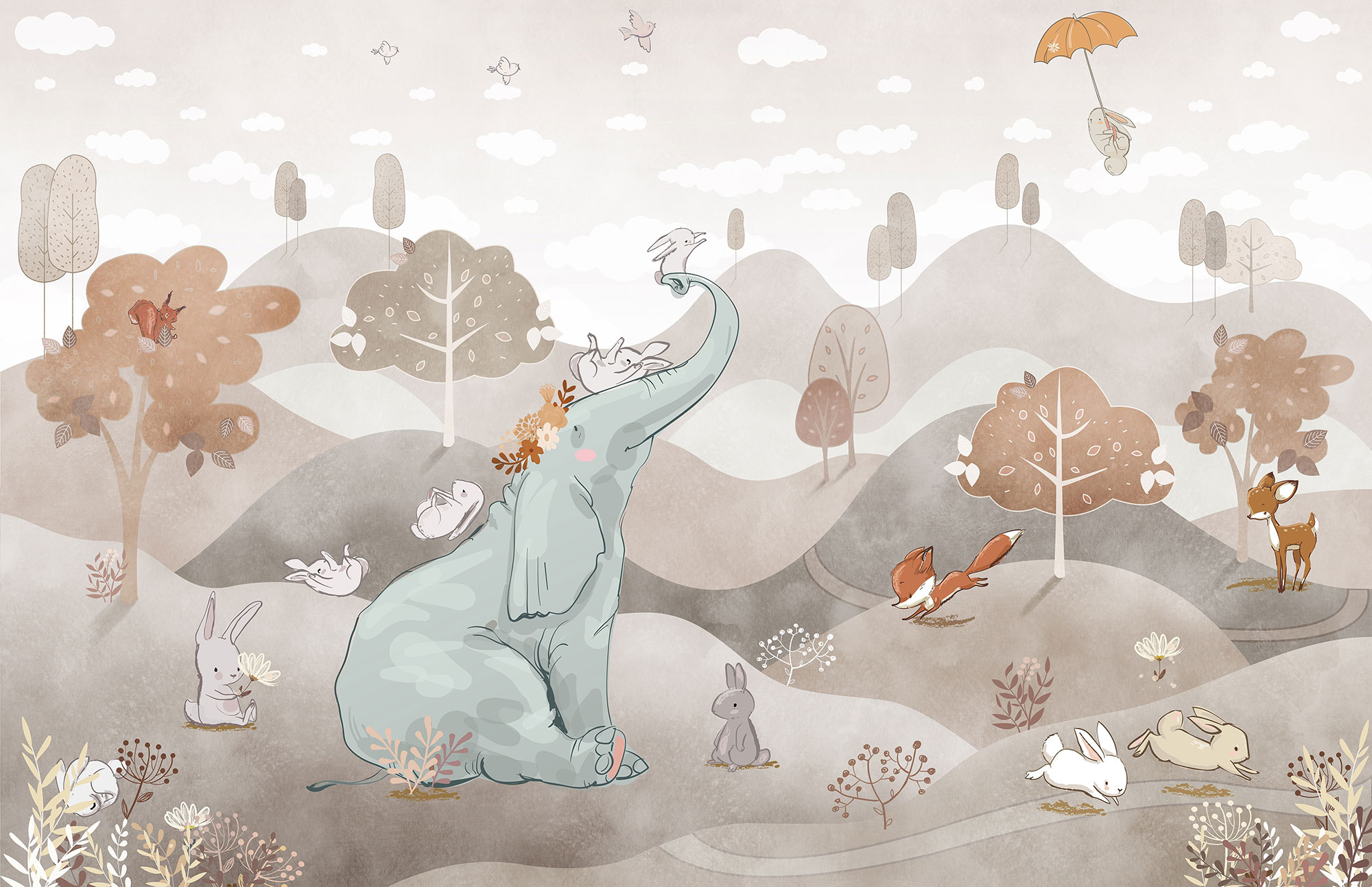 Customized non-woven wall mural, Playful animals, 10041, Vavex