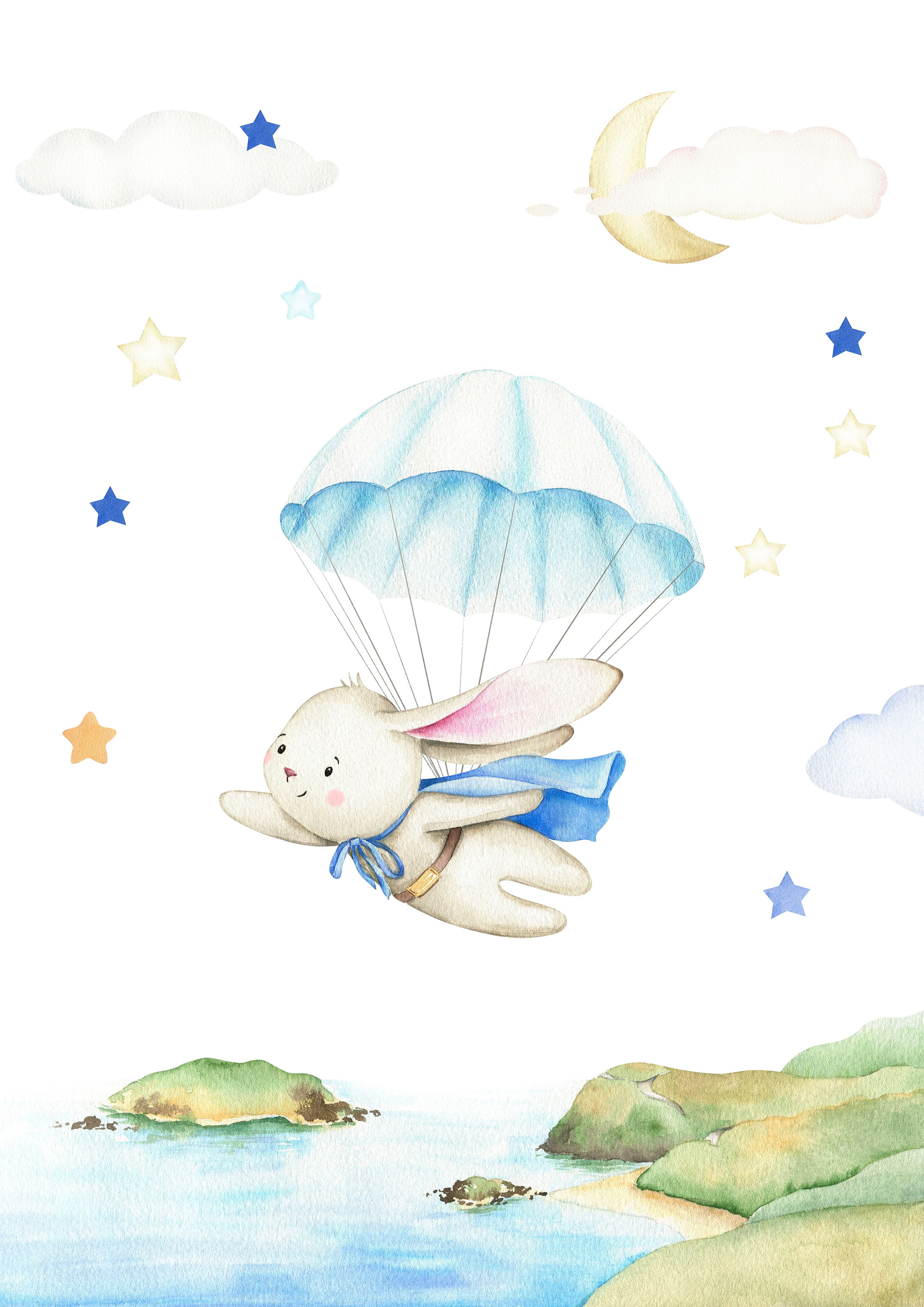 Customized non-woven wall mural, Animals, flying bunny, 10106, Vavex