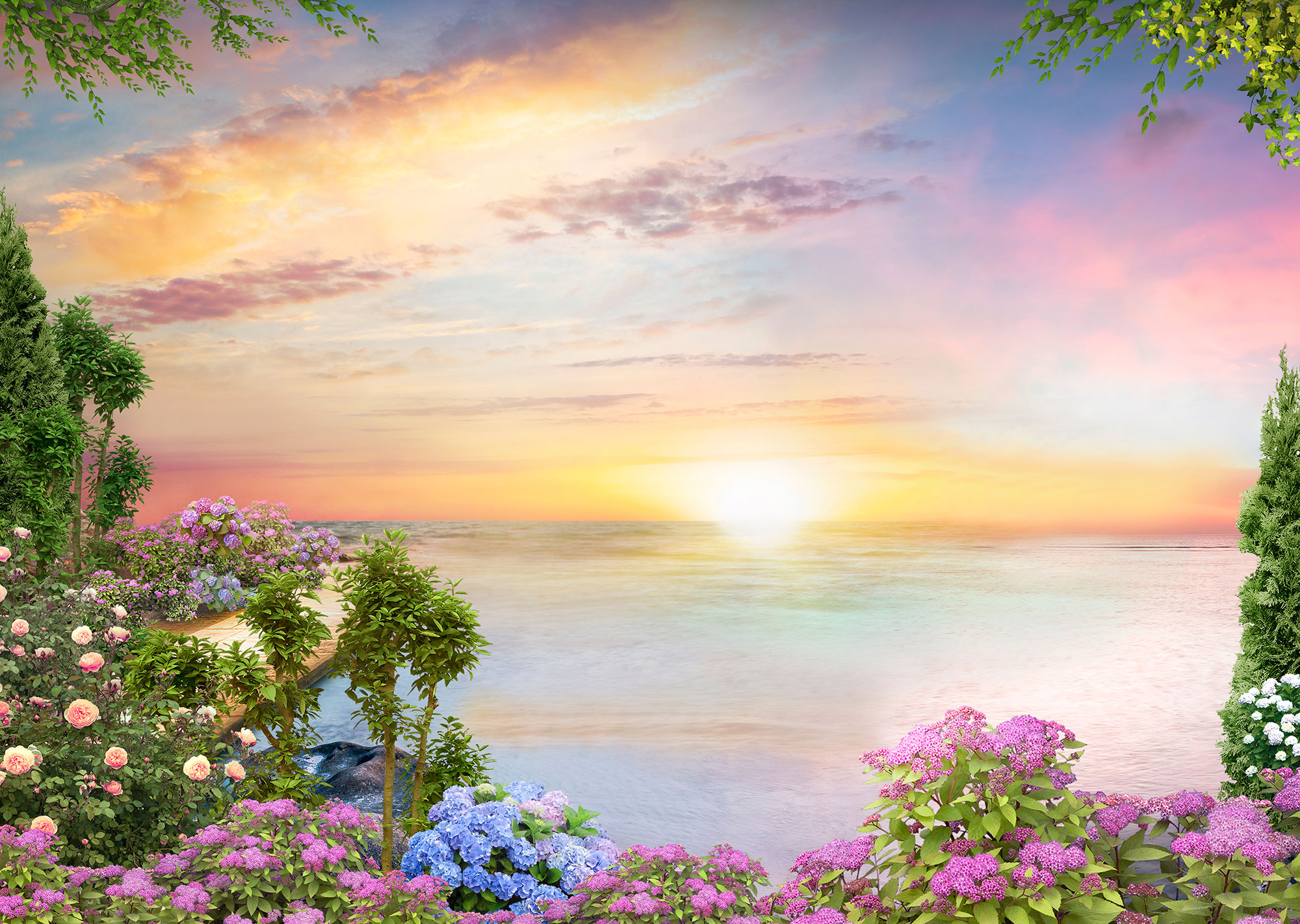 Customized non-woven wall mural, Sunset in the Mediterranean, 10113, Vavex