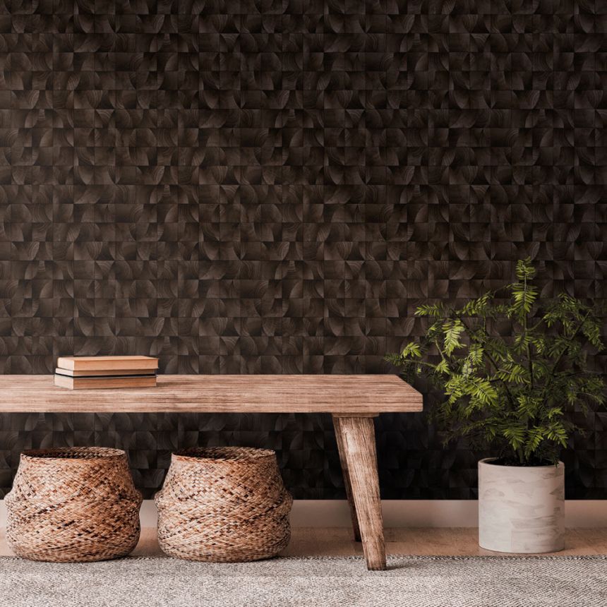 Luxury non-woven wallpaper, brown, wood imitation, Z57732, Architexture 2,  Zambaiti Parati
