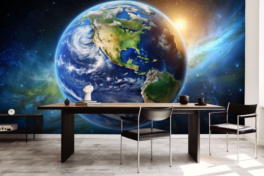 Customized non-woven wall mural, Space, Globe, 10141, Vavex