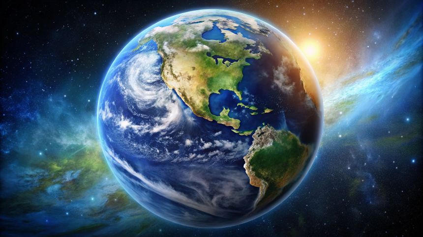 Customized non-woven wall mural, Space, Globe, 10141, Vavex