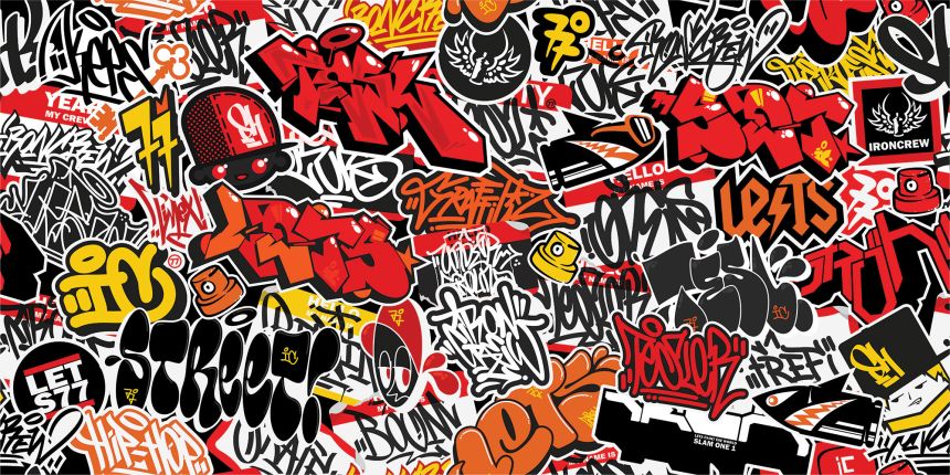 Customized non-woven wall mural, Graffiti, 10144, Vavex
