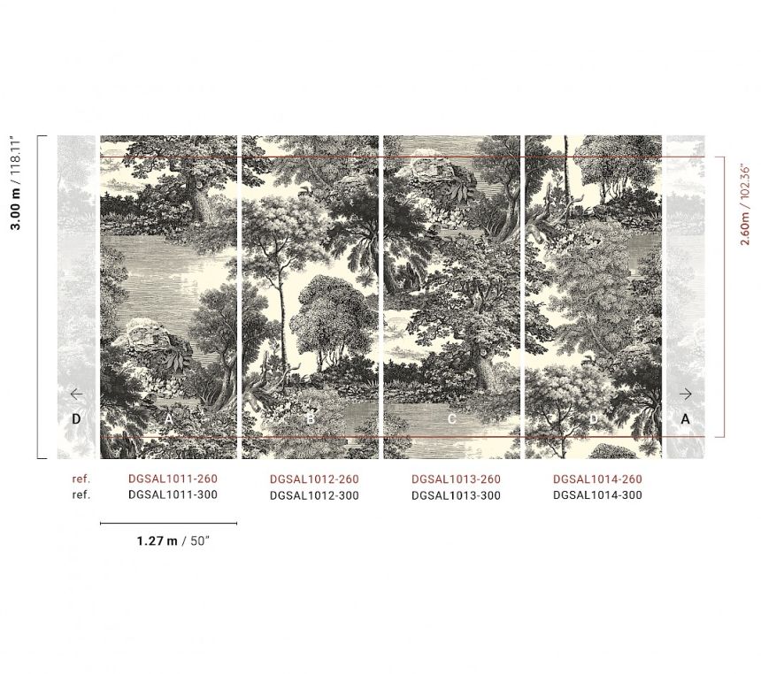 Mural wallpaper, black, forest, trees, DGSAL1014-300, Amazone, Masureel