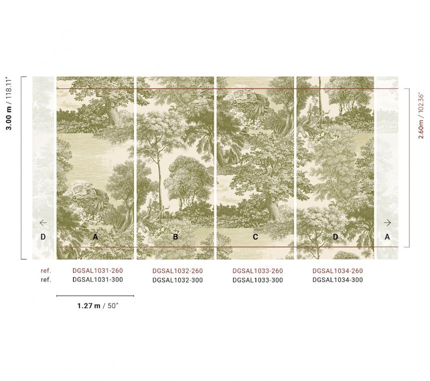 Mural wallpaper, green, forest, trees, DGSAL1033-260, Amazone, Masureel