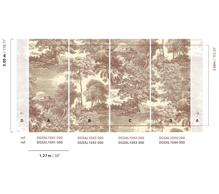 Mural wallpaper, brown, forest, trees, DGSAL1042-300, Amazone, Masureel
