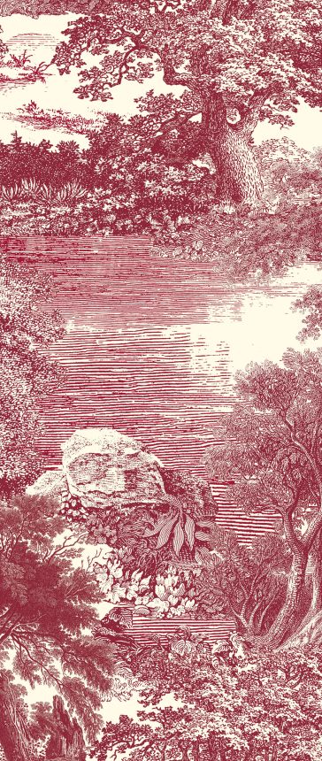 Mural wallpaper, red, forest, trees, DGSAL1051-300, Amazone, Masureel