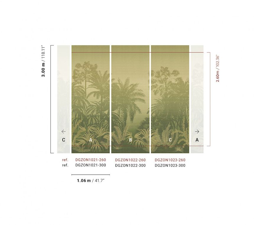 Mural wallpaper, green, palms, DGZON1023-260, Amazone, Masureel
