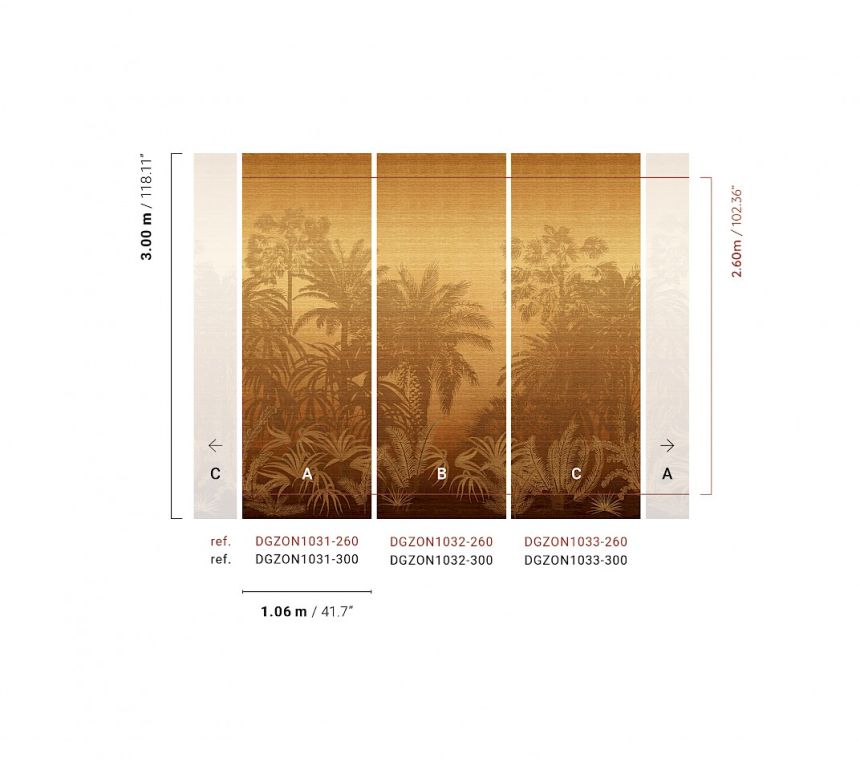 Mural wallpaper, brown, palms, DGZON1031-260, Amazone, Masureel