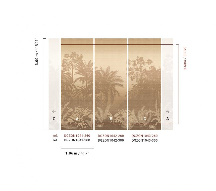 Mural wallpaper, brown-beige, palms, DGZON1043-260, Amazone, Masureel