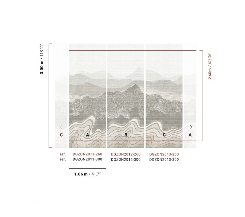 Mural wallpaper, grey, mountain landscape, DGZON2012-260, Amazone, Masureel