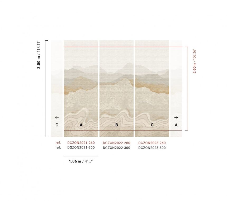 Mural wallpaper, grey-beige, mountain landscape, DGZON2021-300, Amazone, Masureel