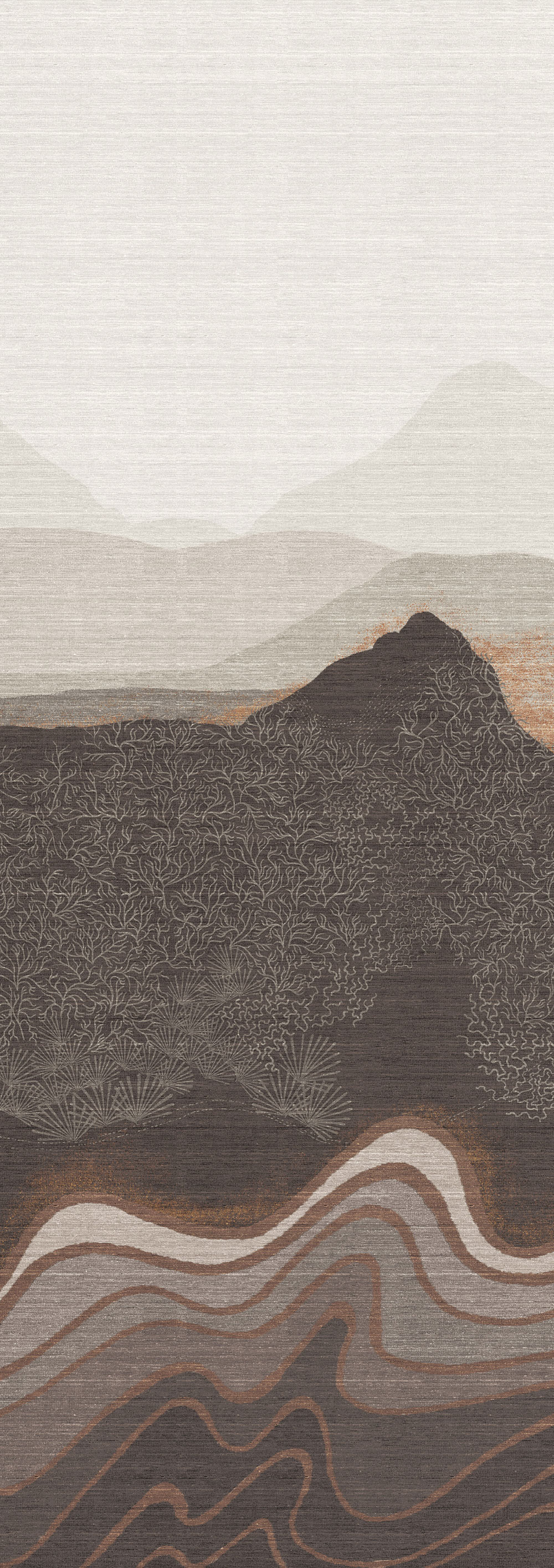 Mural wallpaper, brown-grey, mountain landscape, DGZON2032-260, Amazone, Masureel